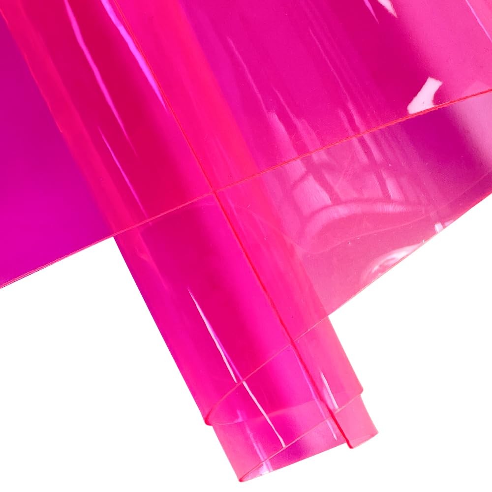 Deep Pink 30 Gauge 12×48 In SeeThrough Transparent PVC Jelly Vinyl Fabric