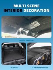 Luxurious Black Suede 96″ L × 60″ W Auto Headliner Material – Foam-Backed