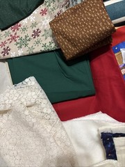 Large 13 Ib Lot Of Fabric Christmas Patterns Lace green Plaid Stripes Hearts