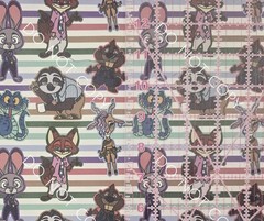 Custom Printed Faux Leather Vinyl Roll Zootopia Movie Stripes 12×54