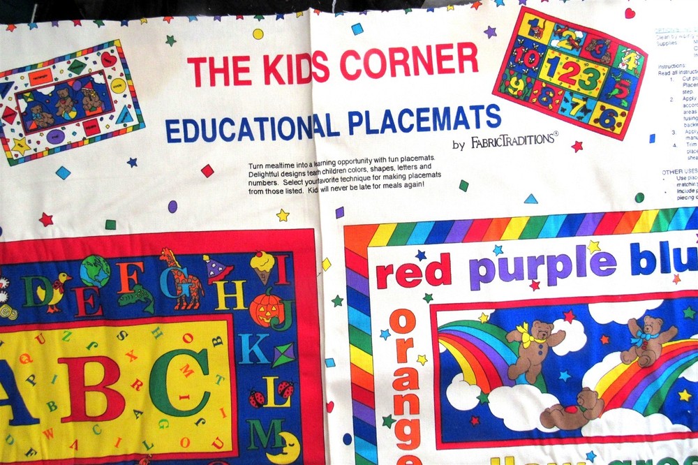 1 panel Vintage 1997 Heavy Weight “Educational Placemats” Craft Panel