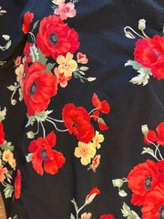 Black with multi color floral print knit stretch fabric 60″W BTY new
