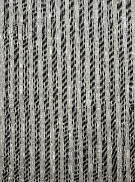 Fabric By the Half-Yard Black Dark Grey Gray Stone Slate White Woven Stripe