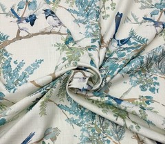 COVINGTON EMILIA MEDITERRANEAN BLUE BIRD FLORAL MULTIPURPOSE FABRIC BY YARD 54″W