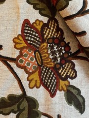 Waverly Coventry Crewel Fabric Faux Linen Cotton Jacobean Floral~3 Yds ~ 47″W