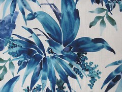 CHIVASSO CURTAIN FABRIC DESIGN “Tropical” 2 METRES BLUE MONSOON COLLECTION