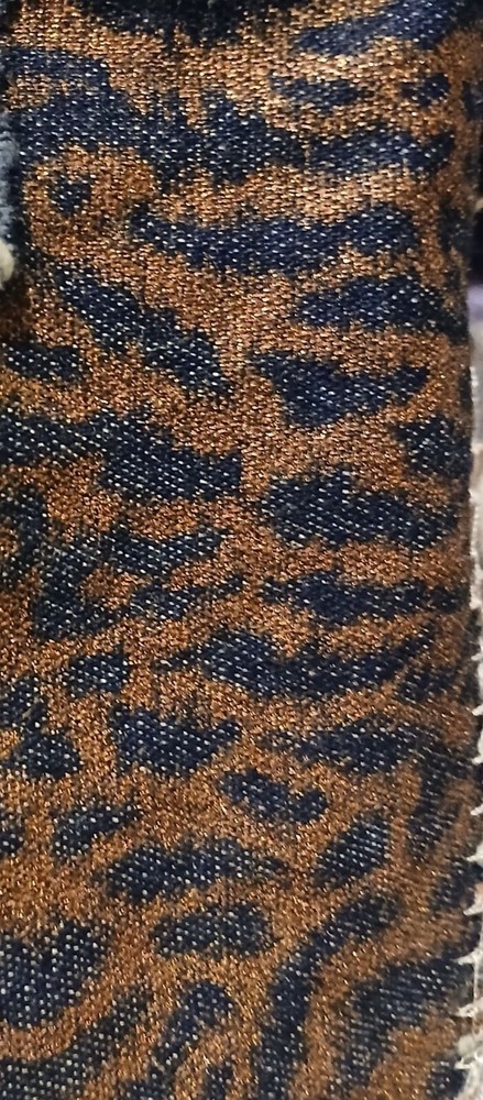 8 Yds Copper Cheetah Denim Stretch Fabric Cotton Spandex Animal Print Bolt VTG