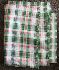 Vintage Seersucker Fabric 3 Yards Pink Green Plaid Check 45 Inch Wide