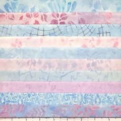 Lot 10 Fat Quarters Pink & Blue Light Batik Lunn Fabric FQ Pack Cotton Lavender