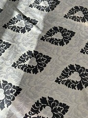 Material Fabric Upholstery Drapery 10 Yards Gray Black Geometric Pattern Boho
