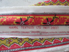 2 yard x 44″ Quilt Fabric Hamil Textiles Bright Red Yellow Stripes Flowers