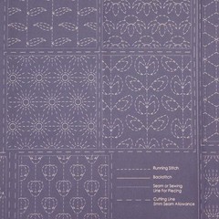 Patchwork Quilting Sewing Fabric Sashiko Botanical Navy Panel 50x110cm