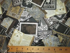 BOOKS PILES BOOK METALLIC THREAD SILVER COTTON FABRIC FQ