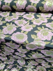 Mauve Gold Floral Metallic Brocade Fabric Sold By The Yard Black Jacquard Emboss