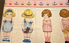 Penny Rose Fabric PAPER DOLLS BAKERY Cotton Fabric Panel Blue & Pink – New