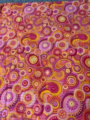 Fabric Lot 4 Yds 12 Ins 44 W Paisley Circles Pink Yellow Coral Cotton Seersucker