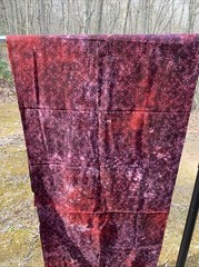 Burgundy Red Batik Fabric Deep Dye Tree Branch Geometric Quilting Art Textile