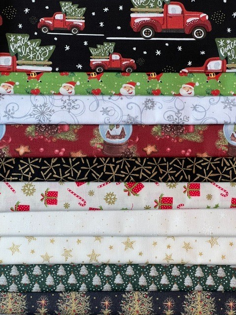 Quilting Fabric Lot – Christmas Holiday Winter, 10 Fat Quarters + 1 FREE!