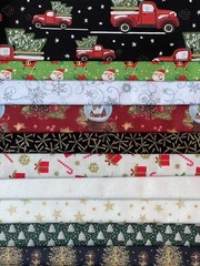 Quilting Fabric Lot – Christmas Holiday Winter, 10 Fat Quarters + 1 FREE!