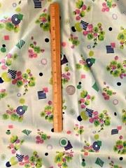 MCM Vintage Floral Geometric Nylon Fabric Apparel / Home Dec 65″ “X 1yd 4” +