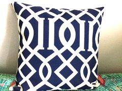 Richloom Solarium Outdoor Fabric Blue Geometric Kirkland 3 Yards Lot