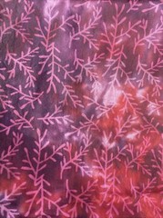 Burgundy Red Batik Fabric Deep Dye Tree Branch Geometric Quilting Art Textile