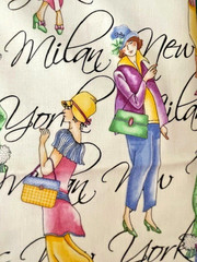 VTG 90`s FASHIONABLE LADIES NEW YORK MILAN PARIS by JOY HALL BTFE 22″x9″