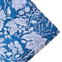 Indian 5 Yard Hand Block Floral Print 100% Cotton Dress Making Craft Fabric