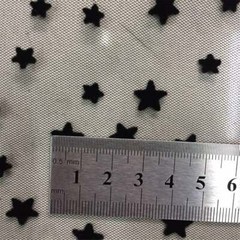 Black Star Flocking Tulle Lace Fabric Star Embroidery Lace Bridal Dress Fabric