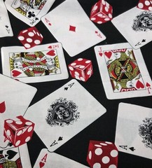 Vintage 2pc Shamash & Sons 2002 Fabric Playing Cards Dice Ace Queen King 2yd+
