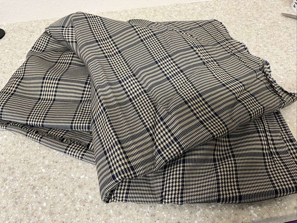 Brown And Navy Suit Remnant Material 184” X 43”