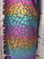 1 yard 4 way stretch Spandex Swimwear And Halloween Costumes RainbowLeopard Foil