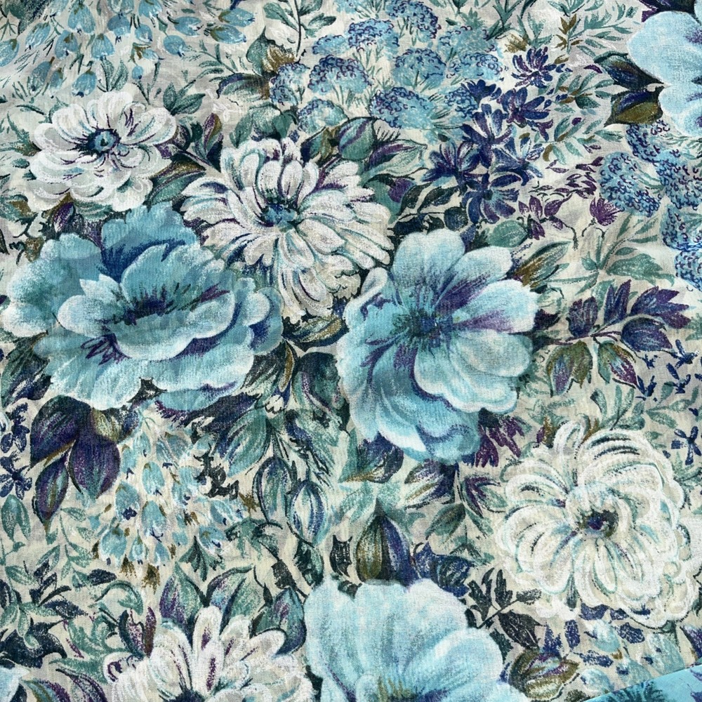 Floral Crepe De Chine Fabric In Pastels Blue – 3 yrds