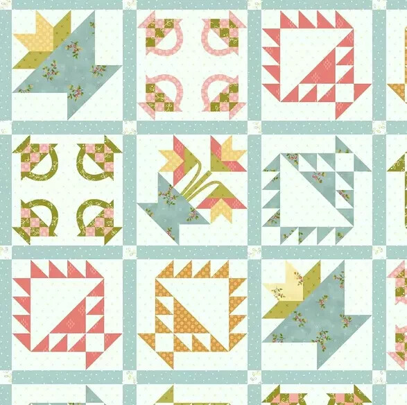 Birds of Feather Fabric 18″X44″ Panel Flower Basket Cheater Quilt by Marcus