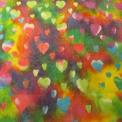 Multi Colored BATIK Hearts Valentines Very Colorful Piece 45″ long x 33″ wide