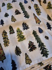 2 – 60″ W X 120″ L Christmas Tablecloths – Folk Art Christmas Trees – Heavy…