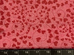 Tina Scrap 9″x21″ Sweetheart Heart Love XOXO Valentine Pink Swirl Fabric Cotton