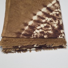 Vintage West African Bazin Riche Damask Fabric Tie Dye Brown Ochre Boho 2.4Yds
