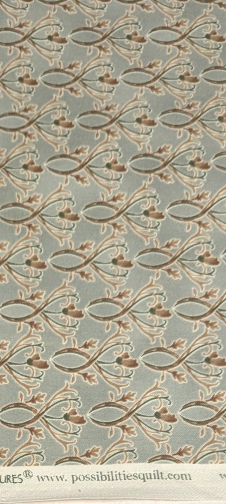 Green/Tan/Brown Cotton Fabric by Quilting Treasures Floral/Swirl. sold BTY