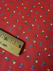 Vintage 1940’s-60’s Green Pink Blue Calico on Red 27″ L x 36″ W Cotton Fabric