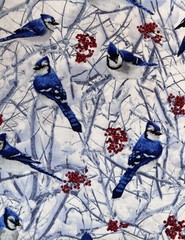 Timeless Treasures of SoHo #BIRD-C 9709 Blue Jays- BY THE HALF YARD- Vintage