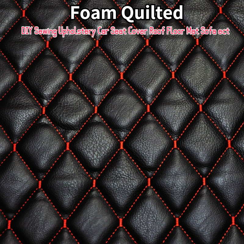 Faux Leather Fabric Foam Quilted Waterproof DIY Car Seat Mat Upholstery Material