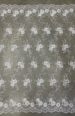 Ryleigh WHITE 3D Floral Embroidery with Foil & Sequins on Mesh Lace Fabric by t