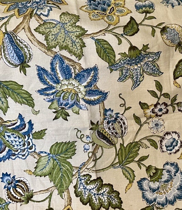 2pc Blue Floral Textured Upholstery Fabric 54”x36”Wide w/ONE Selvage+12”x29”