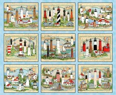 Lights Of Hope Panel Blue 36 x 44 inches Lighthouses from Elizabeth’s Studio