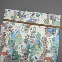 Vtg 90s 3.8yd Cyrus Clark Storybook Fabric Mr Bunny Rabbit Dupont Teflon 138X55”