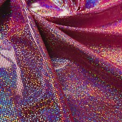 Hologram Metallic Coral background Foil Stretch Spandex by the Yard for Swimwear