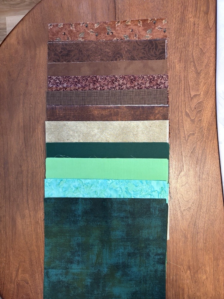 51-10” Squares Various Greens And Brown Patterns