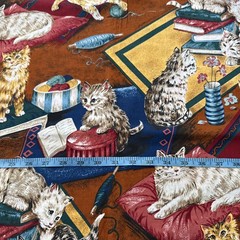 3 Yards Joann Cotton Fabric Cats Kitten Large Print Books Yarn Flowers