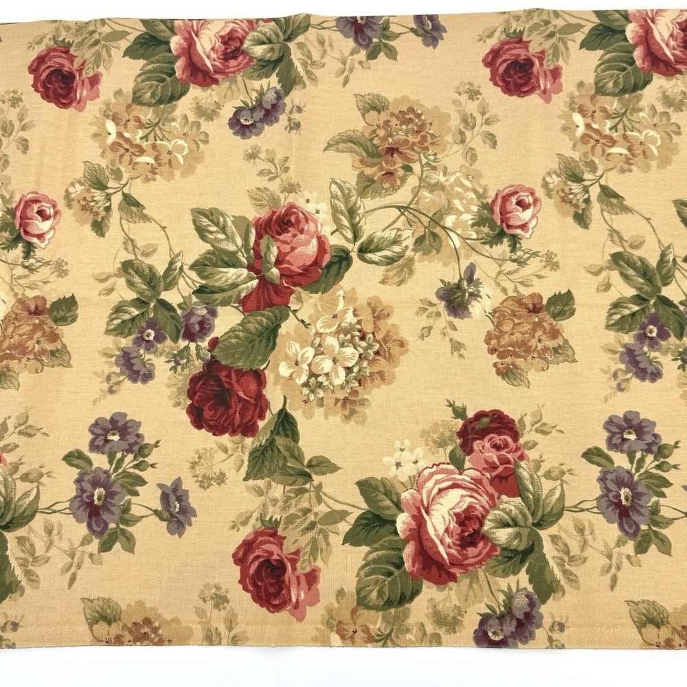 2 Yards Vintage Fabric Shabby Cottagecore Large Flora Cotton Drapery Upholstery